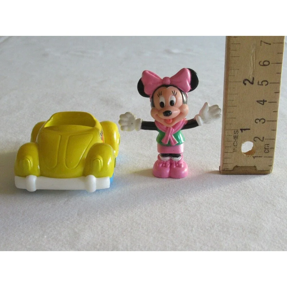 Vintage Disney Mickey Mouse Arco Yellow Die Cast Car W/ Minnie instead of Mickey